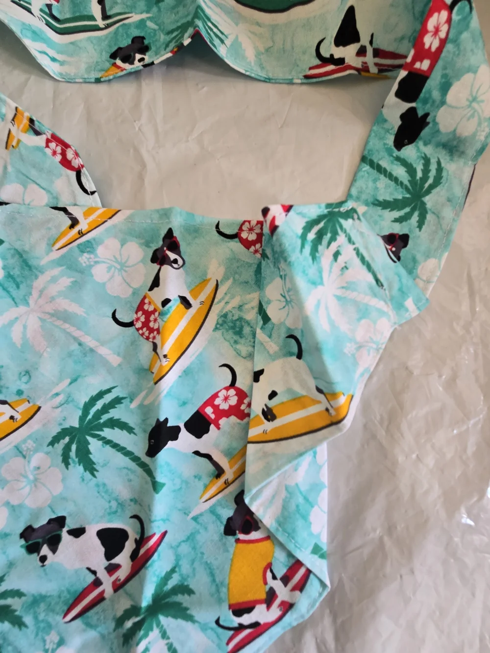 Dog Bandana Collar  in Teal Surf Print New X Large More Sizes Available New Hand